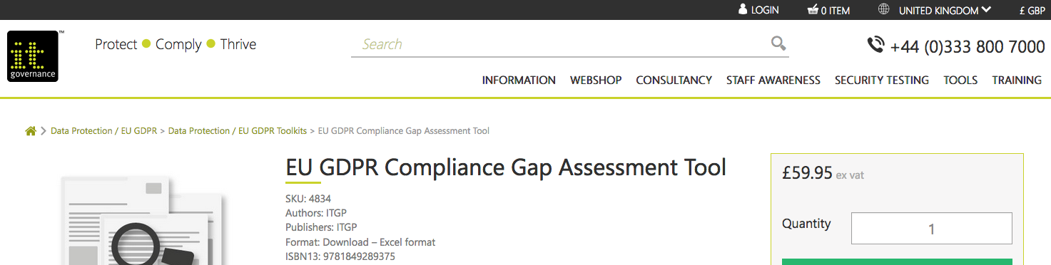 IT governance GDPR compliance gap assessment tool