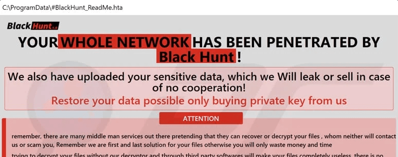 blackhunt ransomware